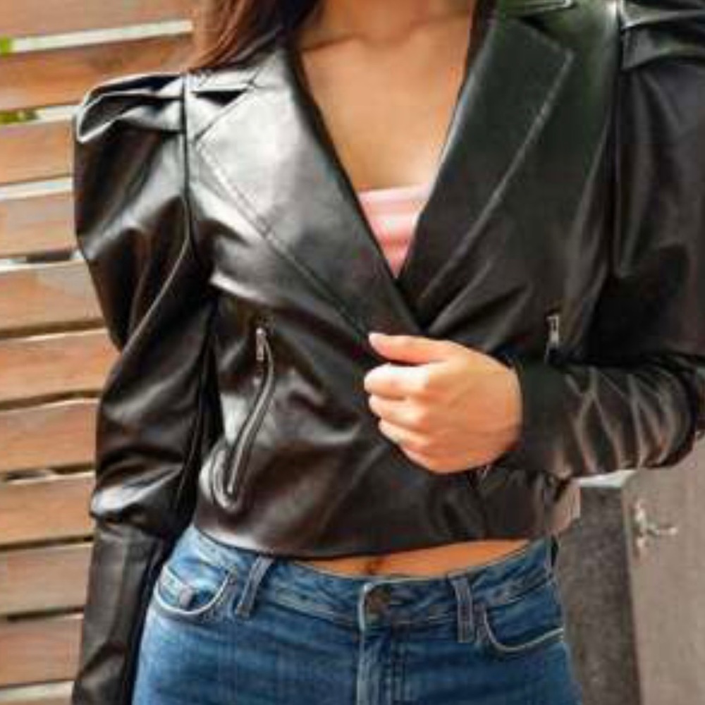 Black Vegan Leather Blazer NWOT